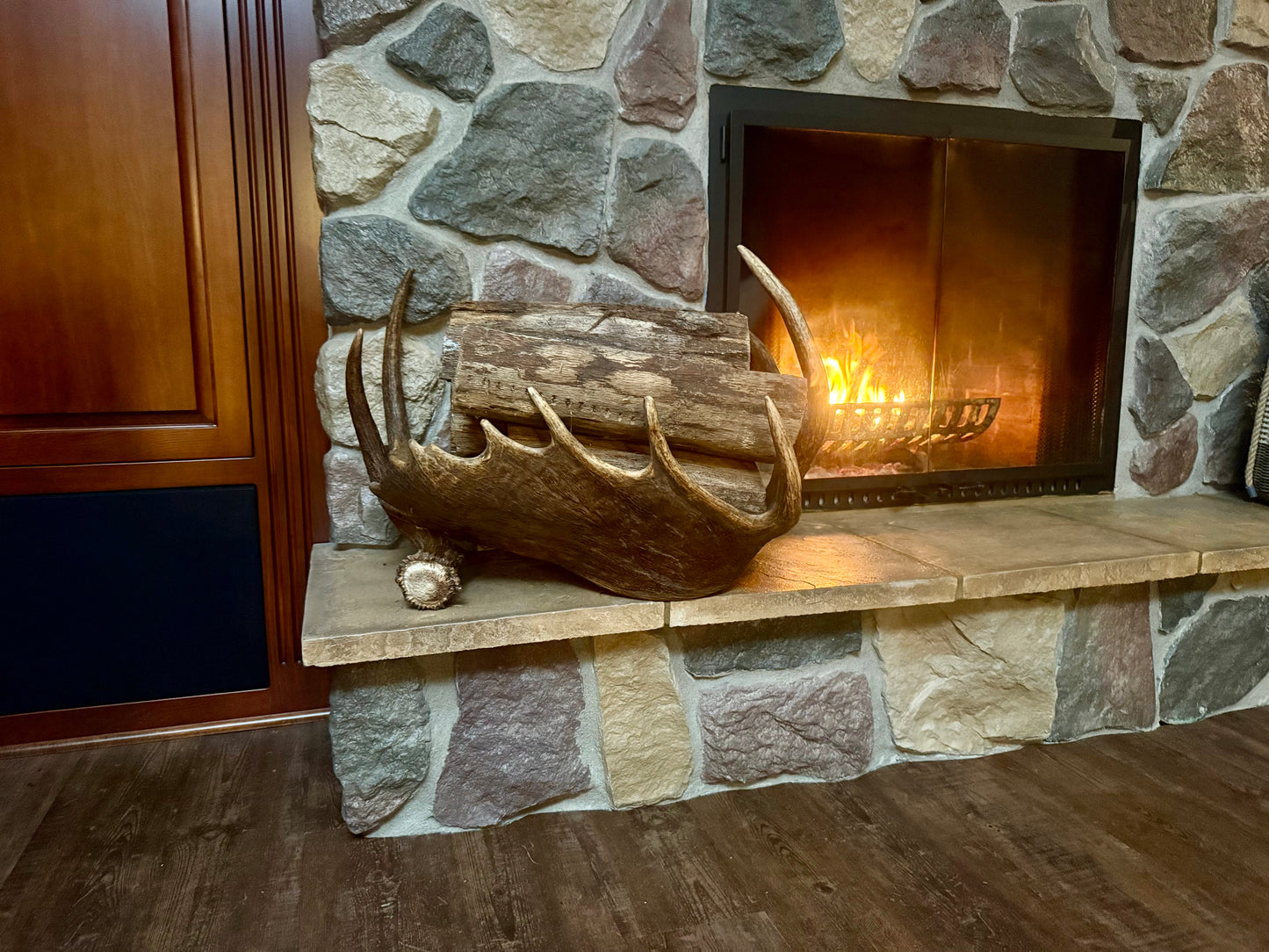 Moose Antler Firewood Holder